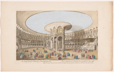 Vista do interior da Rotunda em Ranelagh Gardens em Londres Uma visão interna do Rotundo em Ranelagh Gardens (título no objeto) Ranelagh Gardens e Vauxhall Gardens (título da série) de Robert Sayer