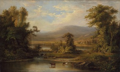 Paisagem com vacas regando em um riacho, 1871. de Robert Seldon Duncanson