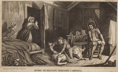 Burke a assassinar Margery Campbell (gravura) de Robert Seymour