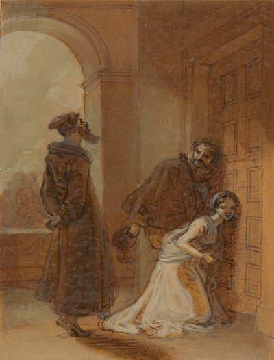 Feste, como Sir Topas, dirigindo-se a Malvolio de Robert Smirke