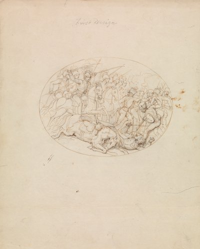 Primeiro desenho de uma cena de batalha de Robert Smirke