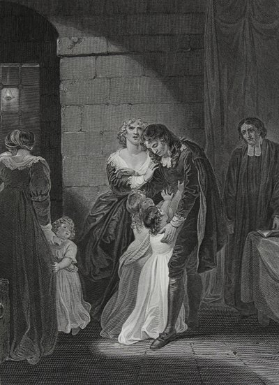 A última entrevista de Lord W. Russel com sua família, gravada por George Noble, ilustração de "The History of England", de David Hume, pub. por R. Bowyer, Londres, 1812 de Robert Smirke