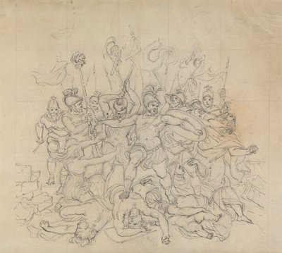 Esboço de um Sceene de batalha, da peça de Shakespeare, Titus Andronicus de Robert Smirke