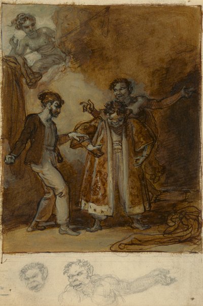 Stephano, Trinculo e Caliban com o Roupeiro Mágico da Prospero de Robert Smirke