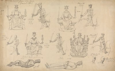 Estudos de Números e Selos da História Genética de Sandfords de Robert Smirke
