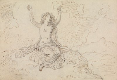 Estudo de uma Mulher Semi-Nua, Sentada, com os Braços Levantados Sobre a Cabeça de Robert Smirke