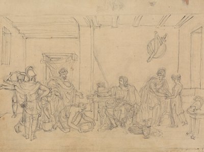 Estudo de uma Cena Interior, com Soldados Romanos de Robert Smirke