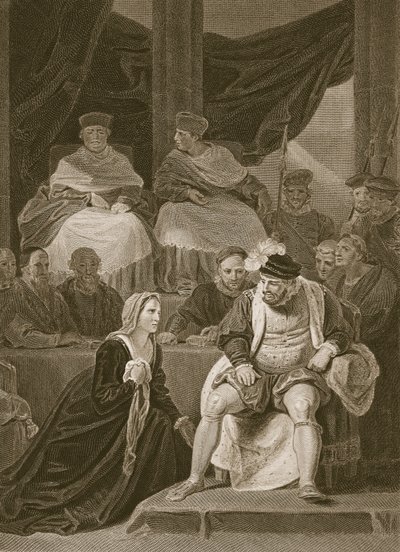 Julgamento do Casamento de Henrique VIII, gravado por T. Holloway, ilustração de "The History of England", de David Hume. por R. Bowyer, Londres, 1812 de Robert Smirke