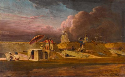 O Canal de Jumna perto de Meerut com soldados e fortificações de Robert Smith