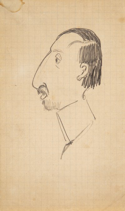 Caricatura de Karl Isakson, perfil virado para a esquerda de Robert Storm Petersen