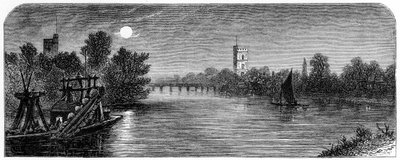 Ponte Putney e Igreja ao luar, 1880 de Robert Taylor Pritchett