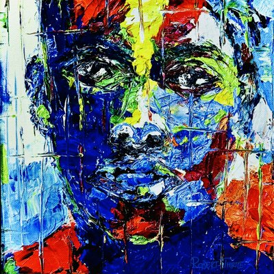 Rosto abstrato colorido de Robert Thirtle