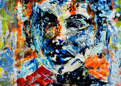 Retrato abstrato vibrante de Robert Thirtle