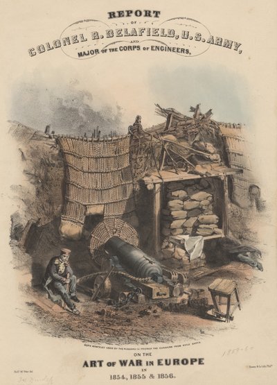 Relatório do Coronel R. Delafield, Exército dos EUA e Major do Corpo de Engenheiros, sobre a Arte da Guerra na Europa em 1854, 1855, e 1856, litho por Bowen und Co., 1860 (cromolitro) de Robert Walter Weir