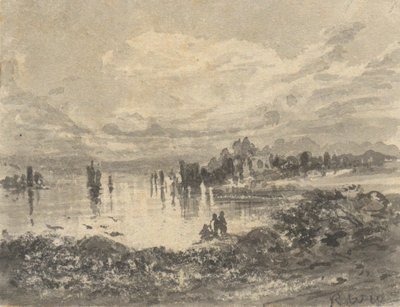 Vista do Lago e das Montanhas com figuras de Robert Walter Weir