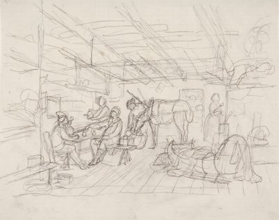 Esboço interior com um retrato do comerciante Julin de Robert Wilhelm Ekman