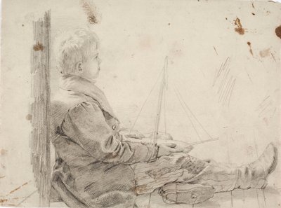 Rapaz sentado com um barco à vela ao colo de Robert Wilhelm Ekman