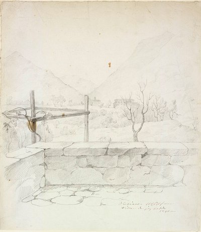 Vista da moradia onde o artista viveu em Subiaco de Robert Wilhelm Ekman