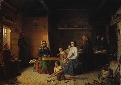 Jogando o Kantele em uma casa de campo, 1868. de Robert Wilhelm Ekman