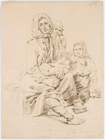Uma família de mendigos de Taala, uma mulher com três filhos de Robert Wilhelm Ekman