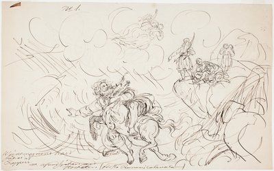 O Tiroteio de Väinämöinen, esboço para uma série de desenhos com o tema do Kalevala de Robert Wilhelm Ekman