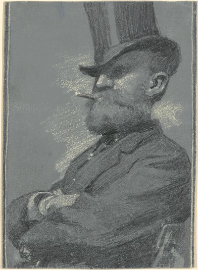 Homem de cartola, fumando um charuto de Robert William Vonnoh
