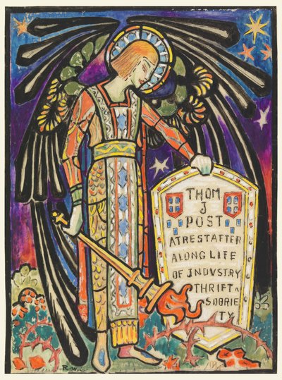 Design de vitral para vitral para Thomas J. Post de Robert Winthrop Chanler
