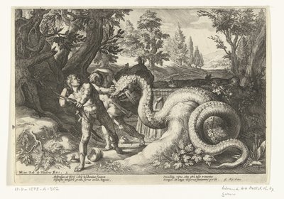 Companheiros de Cadmus devorados por um dragão Metamorfoses de Ovídio (título da série) de Robert de Baudous
