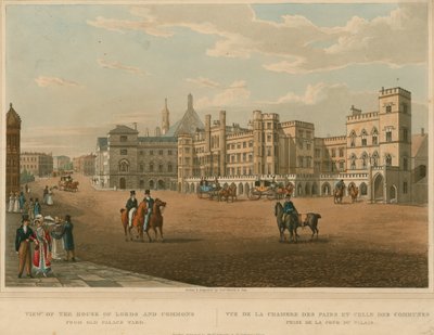 Vista, de, a, casas senhores, e, comum, de, antigas, jarda palácio de Robert the Elder and Younger Havell