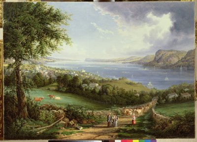 Vista do rio Hudson perto de Sing Sing, Nova York, c.1850 de Robert the Younger Havell