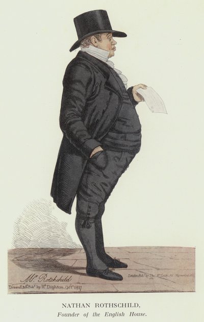 Nathan Rothschild, fundador da Casa Inglesa (cor litho) de Robert the younger Dighton