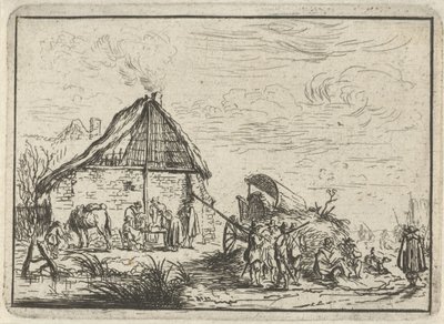 Soldados em um palheiro Paisagens com acampamentos (título da série) de Robert van den Hoecke