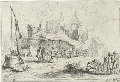 Poço e uma tenda perto de uma ruína
Vários acampamentos (título da série) de Robert van den Hoecke