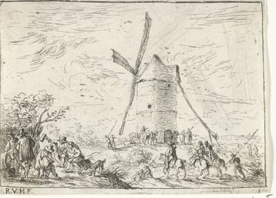 Moinho de vento
Paisagens com acampamentos (título da série) de Robert van den Hoecke