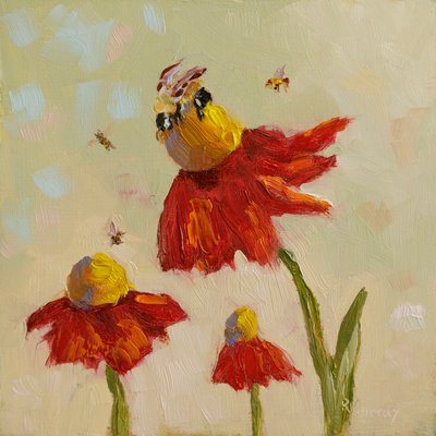 verão de Amor Florescente, 2023 (óleo sobre painel) de Roberta Murray