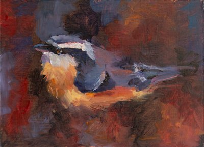 Funny Little Bird, 2023 (óleo sobre painel) de Roberta Murray