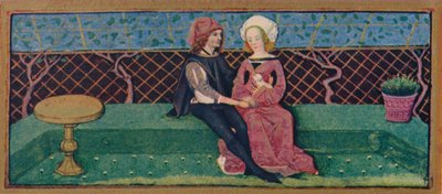 Abril - amantes em um jardim, século XV, 1939. de Robinet Testard