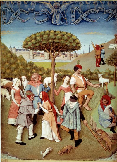 Champetre dance O anúncio aos pastores. Miniatura tirada do "Livro de Horas de Charles d