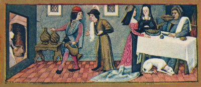 Janeiro - jantar no Ano Novo, século XV, 1939. de Robinet Testard