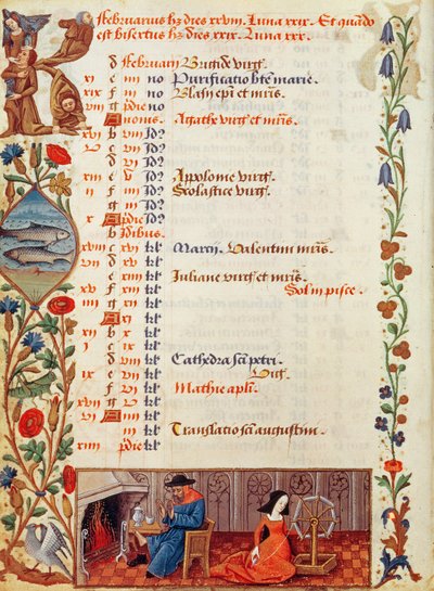Ms lat 1173 fevereiro das horas de Charles d&39;Angouleme, c.1480 de Robinet Testard