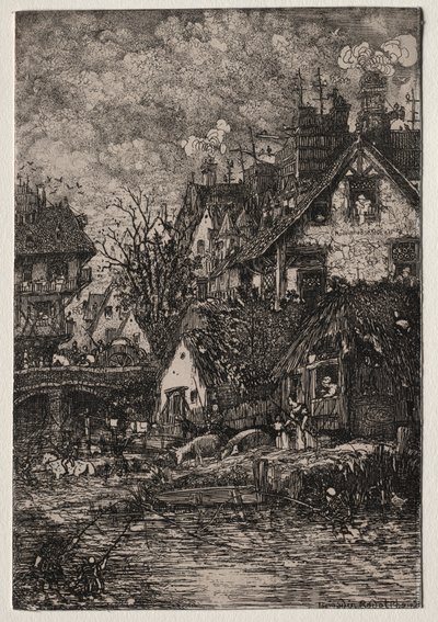 Entrada para uma vila, 1861. de Rodolphe Bresdin