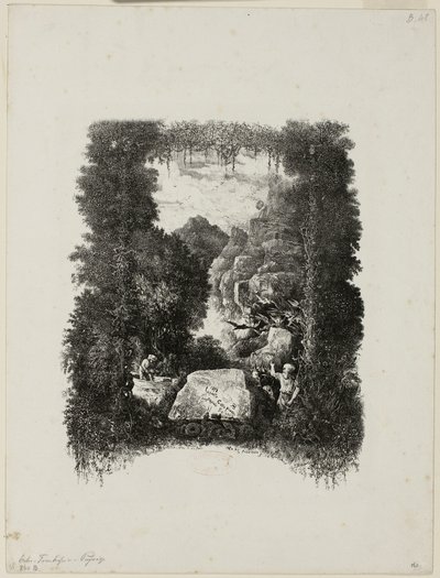 Frontispício para fábulas e contos de Hippolyte de Thierry-Faletans de Rodolphe Bresdin