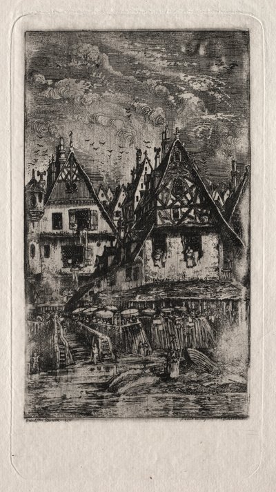 Mercado com guarda-sóis, 1866. de Rodolphe Bresdin