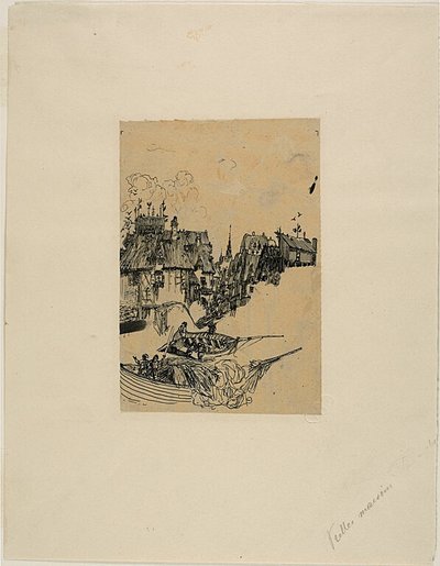 Casas antigas e barcos de pesca de Rodolphe Bresdin