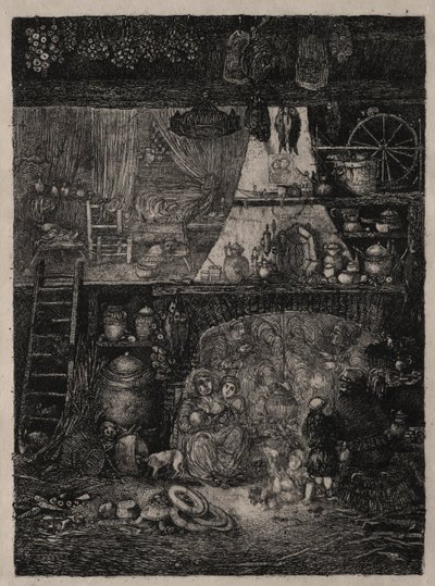 Interior camponês na Haute-Garonne de Rodolphe Bresdin