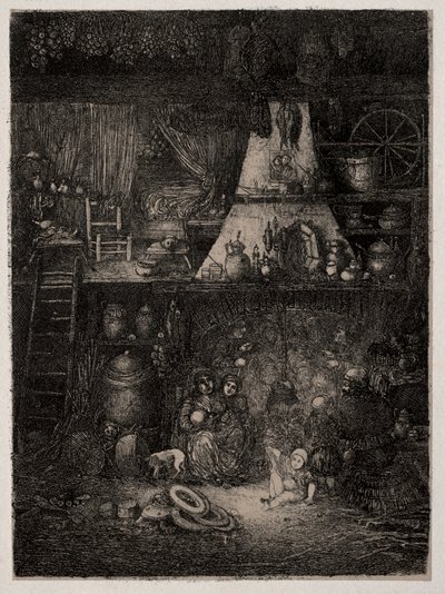 Interior camponês na Haute-Garonne, 1858. de Rodolphe Bresdin