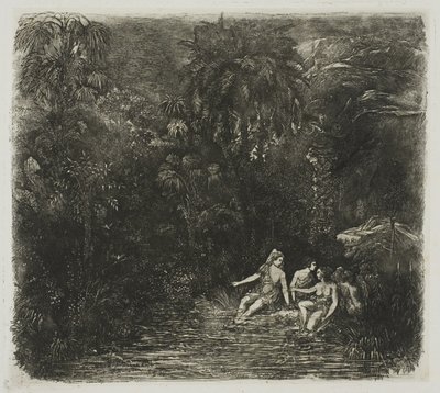 Os banhistas sob as palmeiras de Rodolphe Bresdin