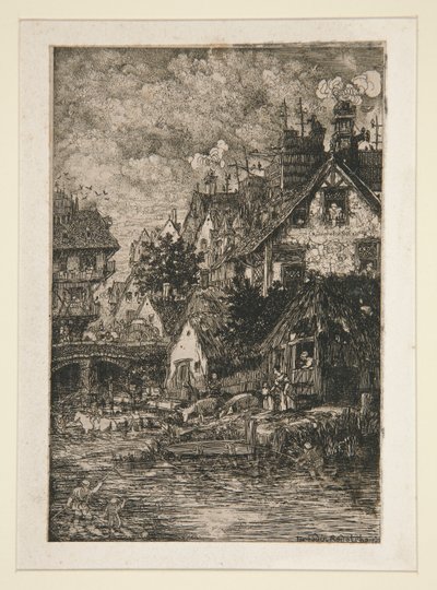 Aldeia junto a um ribeiro de Rodolphe Bresdin