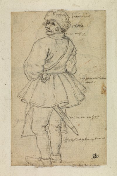 Homem visto de trás (verso) de Roelandt Jacobsz and Bruegel Pieter the Elder Savery