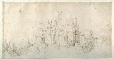 Um castelo sobre um caranguejo (caneta e tinta castanha sobre papel) de Roelandt Jacobsz. Savery